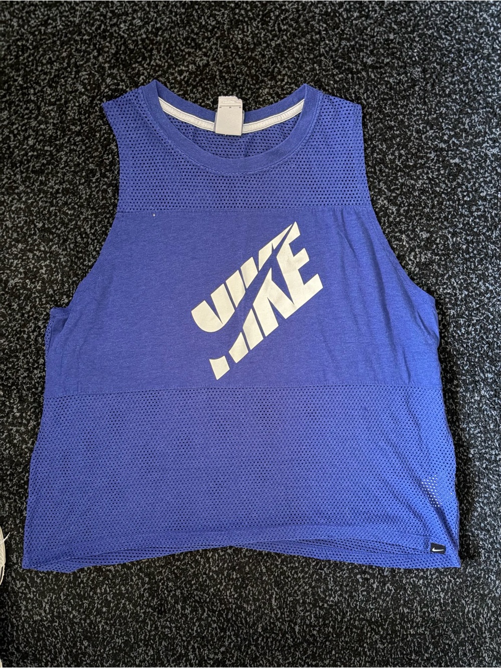 Nike Women's Royal Blue Mesh Panel Training Tank with White Logo